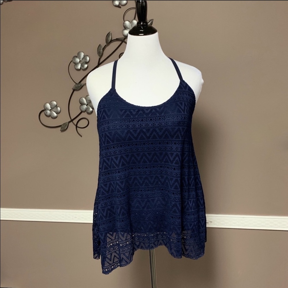 Round Neck Navy Tankini Top Size XL